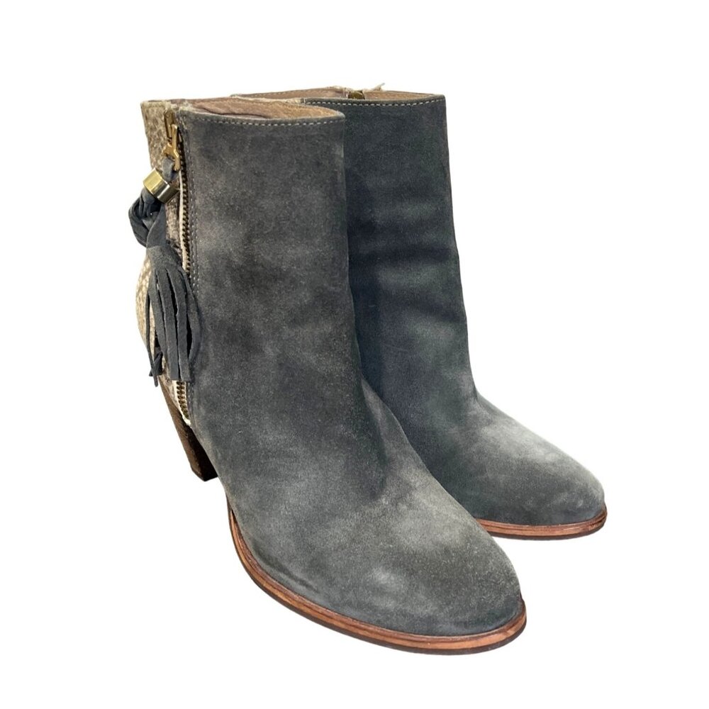 Alpe Women's Suede & Snakeskin Heeled Ankle Boots Size 39 / US 8 Gray Spain - Picture 4 of 10